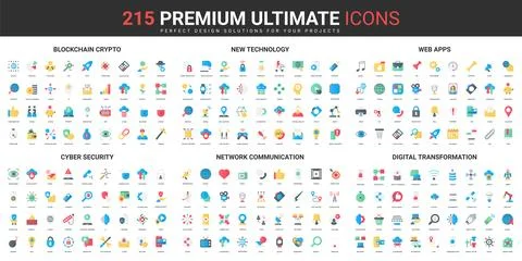 Blockchain crypto, new technology, web apps, cyber security, network Stock Illustration