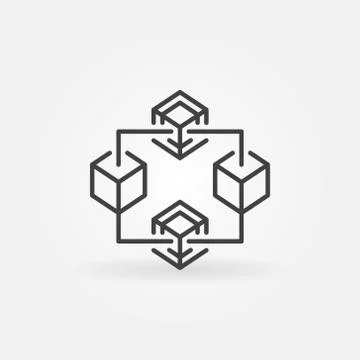 Blockchain crypto vector thin line icon or symbol 스톡 일러스트