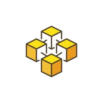 Blockchain crypto yellow icon. Vector cryptocurrency symbol 库存插图