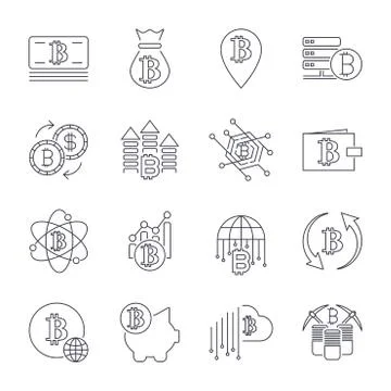 Blockchain cryptocurrency line icon set included the icons as e wallet digital Illustrazione stock