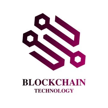 Blockchain Cryptocurrency Logo. Modern computer network technology sign. Digital Stock Illustration
