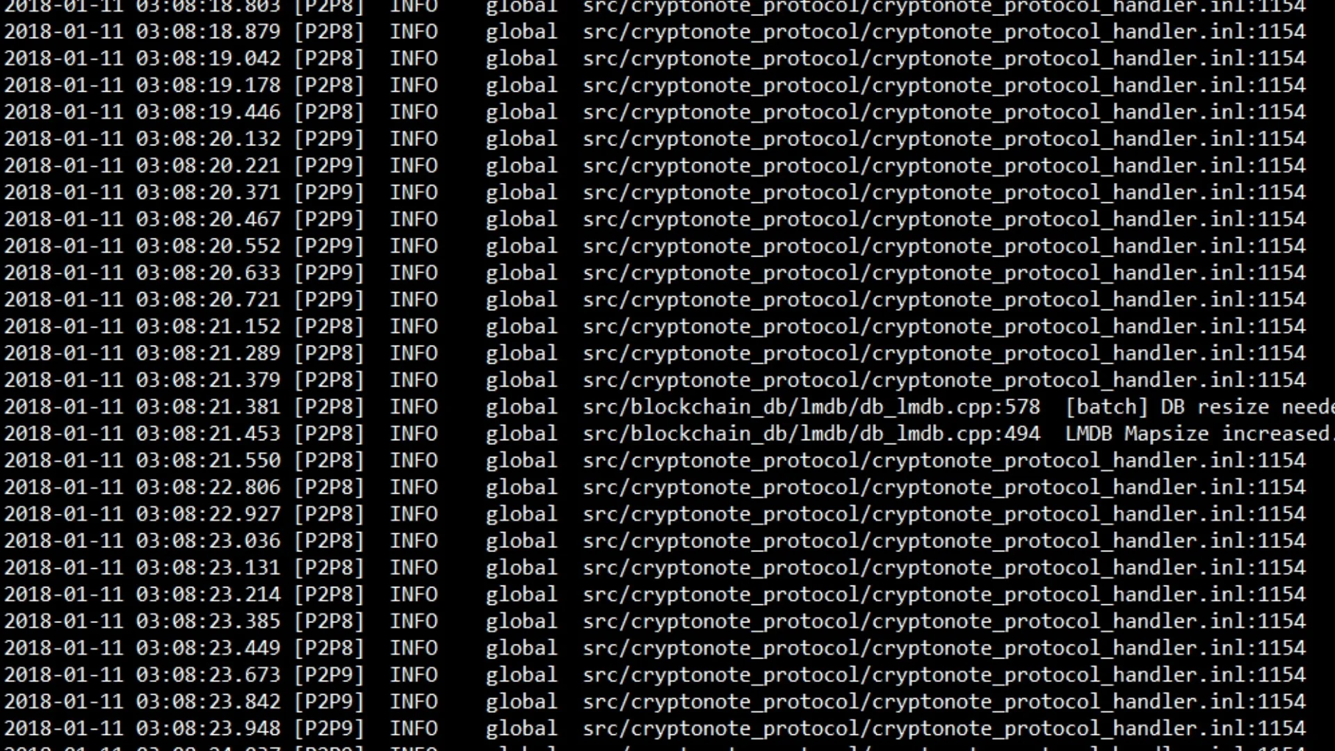 Blockchain cryptocurrency mining data screen