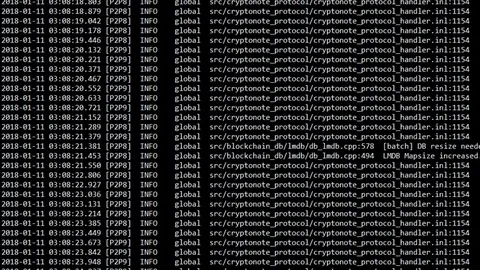 Blockchain cryptocurrency mining data screen Vidéo 84388983