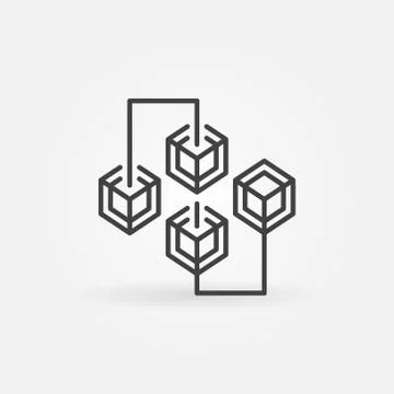 Blockchain cryptocurrency outline concept vector icon Stockillustratie