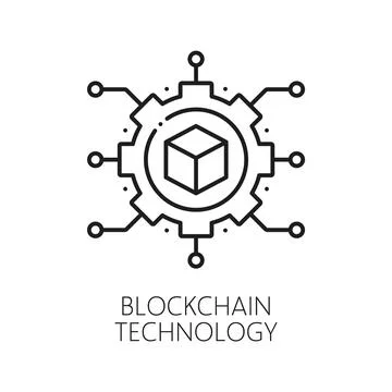 Blockchain cryptocurrency technology line icon Stockillustratie