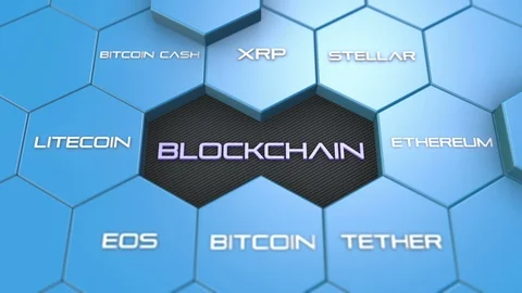 Blockchain crytocurrency hexagon background video Stock Footage 106823910