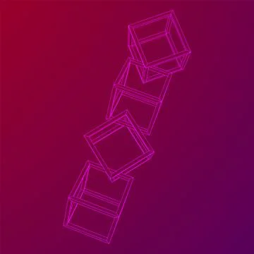 Blockchain cube chain Illustrazione stock