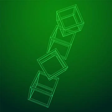 Blockchain cube chain Illustrazione stock