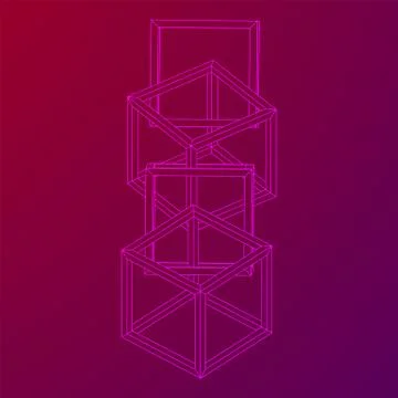 Blockchain cube chain 스톡 일러스트