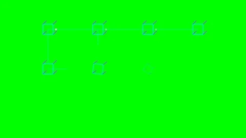 Blockchain Cube Chain Network Formation on Green Screen Video stock 341232732