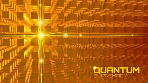 Blockchain cube chain symbol on square code big data flow information. Golden Stockillustratie