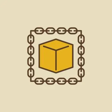 Blockchain with cube colorful vector icon or logo element イラスト素材