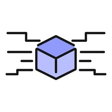 Blockchain cube data processing network icon Illustrazione stock