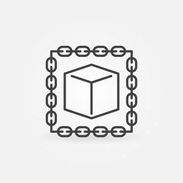 Blockchain with cube outline vector icon or logo element Stock Illustration