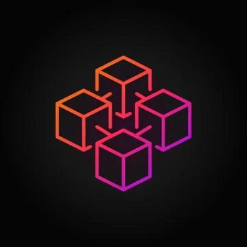 Blockchain cube vector colorful line icon or logo element 스톡 일러스트