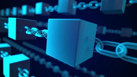 Blockchain cubes 3d concept conexion Stock Footage 146154051