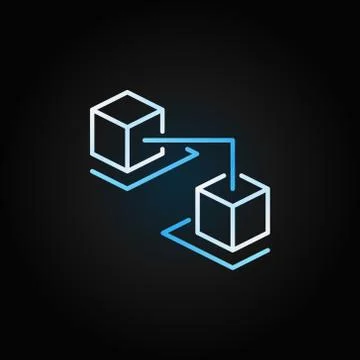 Blockchain cubes creative line vector icon on dark background Illustrazione stock