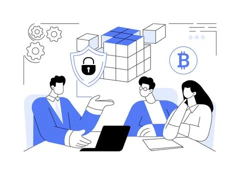 Blockchain cybersecurity abstract concept vector illustration. Stock Illustration