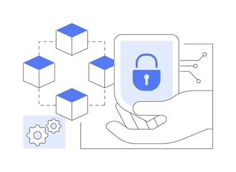 Blockchain cybersecurity isolated cartoon vector illustrations. Illustrazione stock