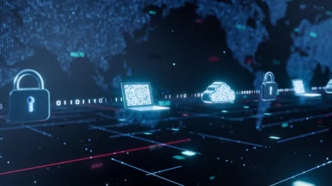 Blockchain data chain network security protection 3D rendering Stock-Footage 346019300