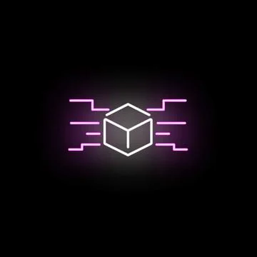 Blockchain data cube distributing digital network information Stock Illustration