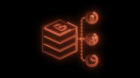 Blockchain data processing flowchart glowing neon lines showing time reward.. Stock Footage 316675002