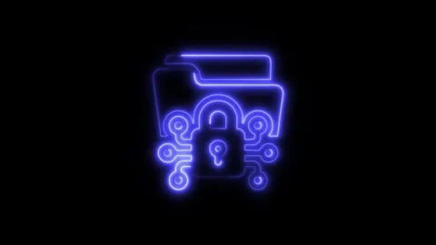 Blockchain Data Security Outline Icon in HD Video Neon Animation Stock-Footage 304552064