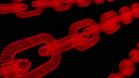 Blockchain Data Transaction Process. Abstract Connected Red Particle Chain. 4K Stock Footage 190099517