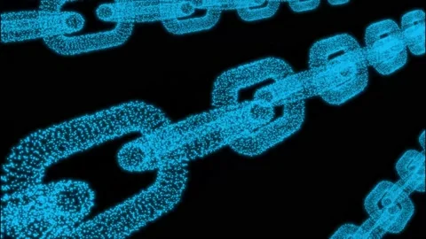 Blockchain Data Transaction Process Animation. Abstract Blue Particle Chain. Stock Footage 190099547