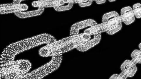 Blockchain Data Transaction Process Animation. Connected White Particle Chain. Stock Footage 190099549