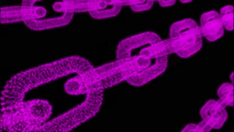 Blockchain Data Transaction Process. Purple Particle Chain. Network Connection. Stock Footage 190099518