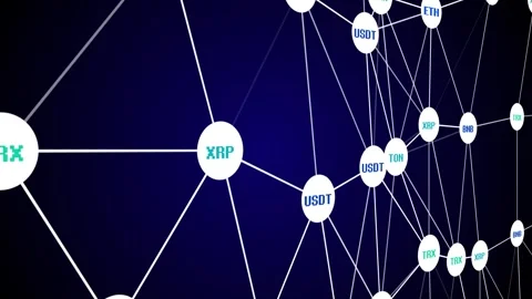 Blockchain Data Transfer Network. Cryptocurrency connected by network Stock Footage 250350969