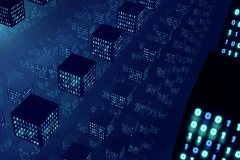 Blockchain, decentralized data, computer network. Blockchain, decentralize... Stock Photos