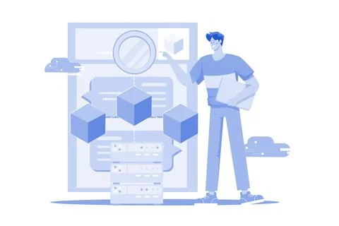 Blockchain Development Illustration concept on white background Stock Illustration