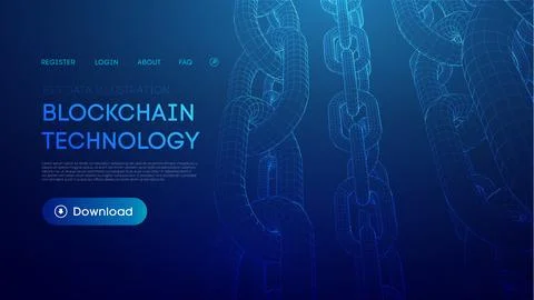 Blockchain digital technology. Big data vector background. Cryptocurrency Illustrazione stock