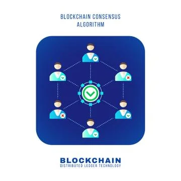 Blockchain distributed ledger technology illustration. Stock Illustration