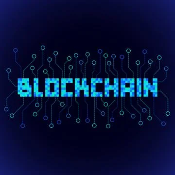 Blockchain distributed ledger technology illustration. Stock Illustration
