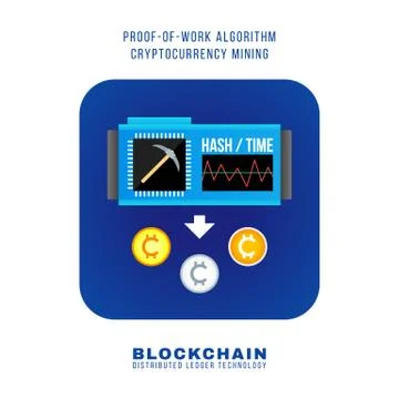 Blockchain distributed ledger technology illustration. Illustrazione stock