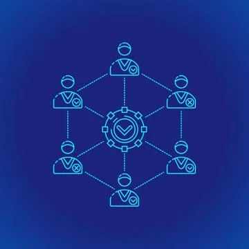 Blockchain distributed ledger technology illustration. Stock Illustration