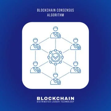 Blockchain distributed ledger technology illustration. Stock Illustration