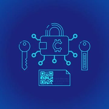 Blockchain distributed ledger technology illustration. Stock Illustration