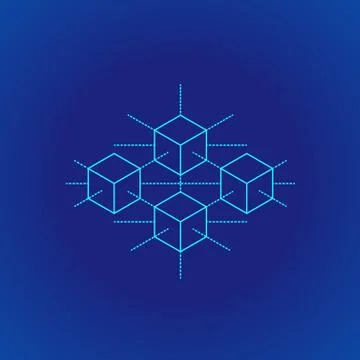 Blockchain distributed ledger technology illustration. Stock Illustration