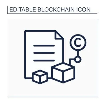 Blockchain document line icon Stock Illustration