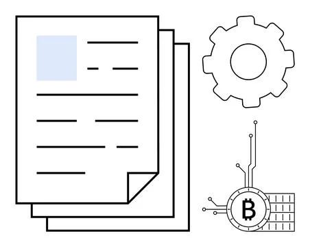 Blockchain Document Management with Crypto Integration and Data Optimization Illustrazione stock