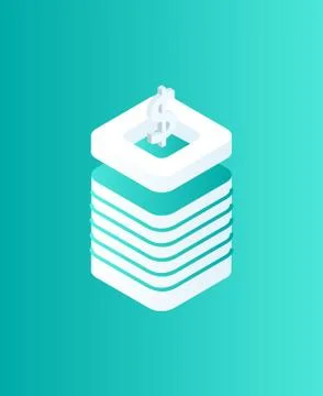 Blockchain Dollar on Top Icon Vector Illustration Stock Illustration