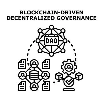 Blockchain driven decentralized governance concept illustration Stock Illustration