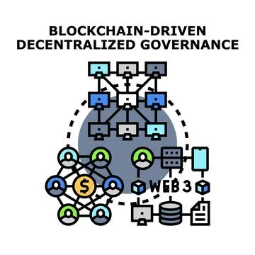 Blockchain driving decentralized network governance and web3 Stock Illustration