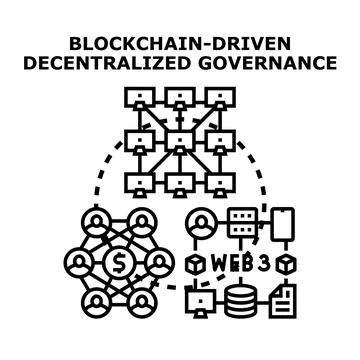 Blockchain driving decentralized network governance and web3 Stock Illustration
