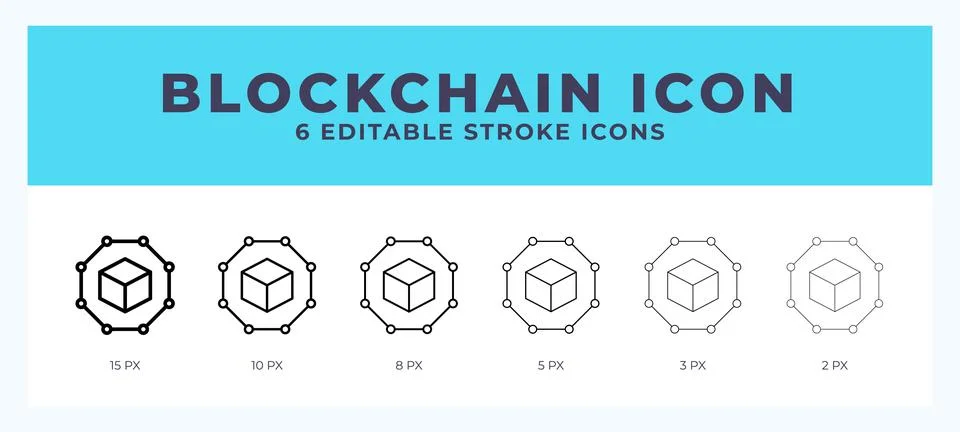 Blockchain editable line icon. Vector illustration with different stroke. Stock Illustration