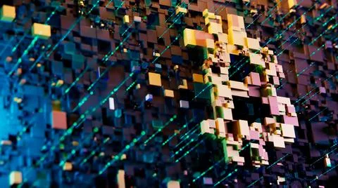 Blockchain encryption for crypto currencies bitcoin financial money records. Illustration